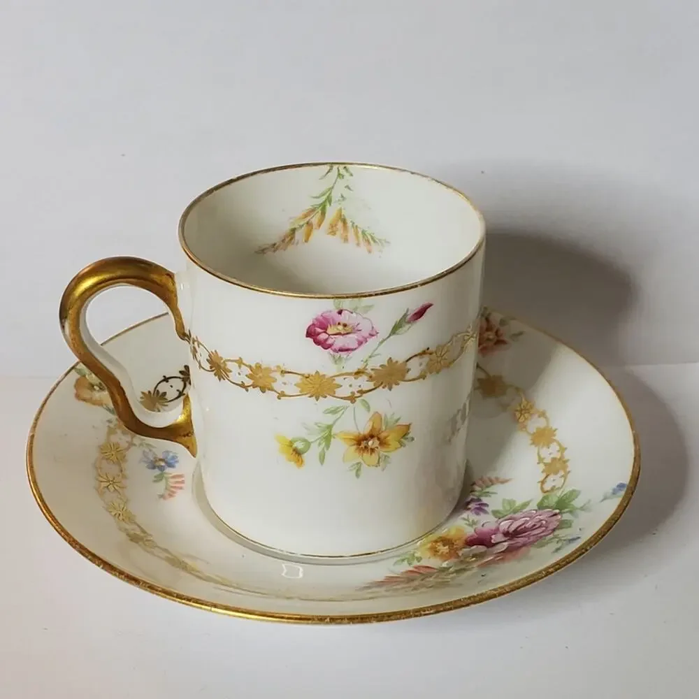 Vintage Charles Ahrenfeldt Limoges small tea cup and saucer in Great condition